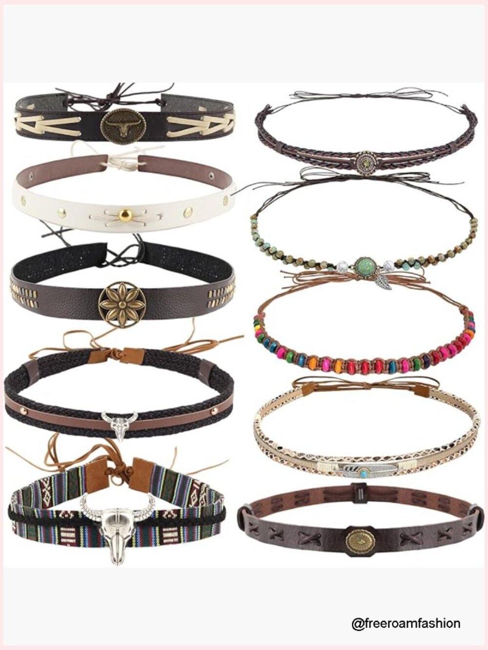 10 Pcs Leather Hatbands for Western, Straw, Fedora Hats